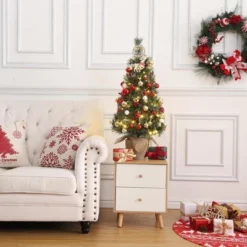 Small Xmas Tree, Mini Christmas Tree W/Lights, 3ft Christmas Tree Pre-lit W/78 Warm White LED Lights,Red Berry Clusters And Cloth Bag Base,2pcs 15 Small Xmas Tree, Mini Christmas Tree W/Lights, 3ft Christmas Tree Pre-lit W/78 Warm White LED Lights,Red Berry Clusters And Cloth Bag Base,2pcs -Northlight Shop GUEST 5eb85aa5 2db6 4856 adaf 1b3f07c3d65a