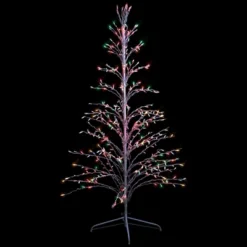 Northlight 6' Prelit Artificial Christmas Tree White Lighted Cascade Twig Outdoor Decoration - Multi-Color Lights