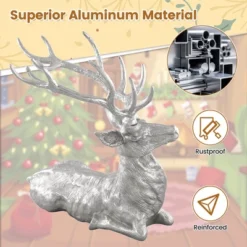 Costway Sitting Reindeer Statue Christmas Decor Statue Aluminum 17.5" X 15" X 17.5" -Northlight Shop GUEST 60b36ec5 f695 4e3b b40a 897093f35764