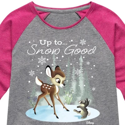 Girls' - Disney - Christmas - Up To Snow Good Shirt Tail Raglan Graphic T-shirt 1 Girls' - Disney - Christmas - Up To Snow Good Shirt Tail Raglan Graphic T-shirt
