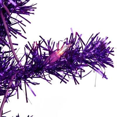 Northlight 6' Pre-Lit Purple Artificial Tinsel Christmas Tree, Clear Lights 1 Northlight 6' Pre-Lit Purple Artificial Tinsel Christmas Tree, Clear Lights
