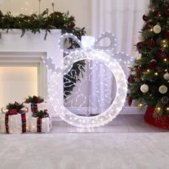 LuxenHome 3Ft Lighted Ornament & Snowflake Wreath, Silver & White Outdoor Christmas Decoration -Northlight Shop GUEST 668e71a7 f6a5 4e0c b2d3 0c98d45b85a1