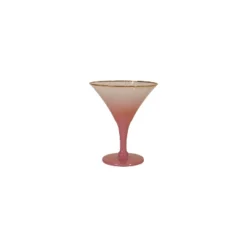 Storied Home 8-Ounce Cocktail Glass With Gold Color Rim, Pink