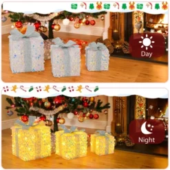 Tangkula Set Of 3 Christmas Lighted Gift Boxes Pre-lit 90 LED Light Up Present Box Decorations With Bows And Plug -Northlight Shop GUEST 67a13111 8865 4f1f bcb6 e6351686522a