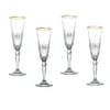 Lorren Home Trends Siena Collection Set Of 4 Crystal Flute Glass With Gold Band Design
