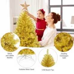 Costway 7.5Ft Hinged Unlit Artificial Tinsel Christmas Tree Holiday,Silver ,Gold 19 Costway 7.5Ft Hinged Unlit Artificial Tinsel Christmas Tree Holiday,Silver ,Gold -Northlight Shop GUEST 6dbe85cb 6d01 4b7d 85d4 329dc0561124