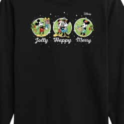 Boys' - Disney - Mickey And Minnie Jolly Happy Merry Christmas Long Sleeve Graphic T-Shirt
