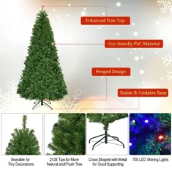 Costway 8Ft Pre-Lit Artificial Christmas Tree Hinged 750 LED Lights -Northlight Shop GUEST 761f02cd 6115 474d 8832 b9378e4c5c53