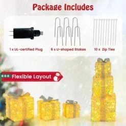 Tangkula Set Of 3 Christmas Lighted Gift Boxes Pre-lit 90 LED Light Up Present Box Decorations With Bows And Plug -Northlight Shop GUEST 77c9ca47 dac4 4d5f bb93 2c67b8a24c05