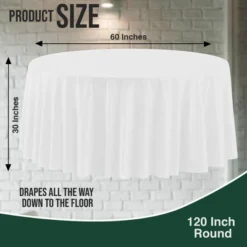 Crown Display White Round Disposable Tablecloth For Parties- 120 Inch White Plastic Table Cloth - Floor Length Tablecloth For 6 Foot Table - 6 Pack -Northlight Shop GUEST 7a91e32b 47bf 458e b8c7 98ef9c210957