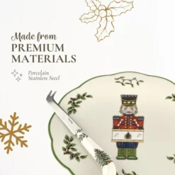 Spode Christmas Tree Nutcracker Cheese Platter With Knife - 9" Porcelain Holiday Serving Tray For Charcuterie - Dishwasher & Microwave Safe -Northlight Shop GUEST 7a9f117a 2229 48fa 8055 eb534d4ff367