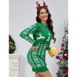 Women's Ugly Christmas Sweater Long Sleeve Round Neck Slim Mini Dress 8 Women's Ugly Christmas Sweater Long Sleeve Round Neck Slim Mini Dress -Northlight Shop GUEST 7ae41b19 61fd 4fa6 bcbf aad301d756c5
