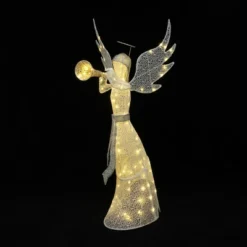LuxenHome 5Ft Angel Playing Gold Trumpet Outdoor Holiday Decoration With Lights White, Sliver, Gold -Northlight Shop GUEST 7cfc71e2 c63a 4d65 841d dddefa053e84