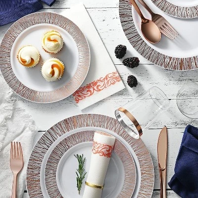Chateau Fine Tableware 252-Piece Rose Gold Plates, Napkins, Party Supplies, Dinnerware For Adults (36 Sets) 5 Chateau Fine Tableware 252-Piece Rose Gold Plates, Napkins, Party Supplies, Dinnerware For Adults (36 Sets) - Image 5