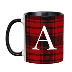 Personalization Mall Christmas Red Plaid Initial Coffee Mug -Northlight Shop GUEST 88c438f6 11f6 4238 8b3e 1c1646f818da