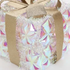 LuxenHome 3-Piece Prism Gift Boxes With Gold Ribbon Holiday Decoration With Lights Multicolored, Gold, White -Northlight Shop GUEST 8924dc61 8717 4324 8213 5d5f88812119