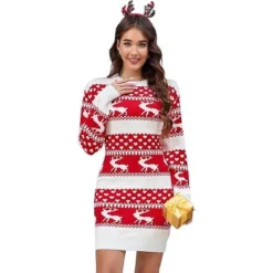 Ugly Christmas Sweater Dress For Women Xmas Crew Neck Pullover Sweater Holiday Knitted Mini Tunic Dress 9 Ugly Christmas Sweater Dress For Women Xmas Crew Neck Pullover Sweater Holiday Knitted Mini Tunic Dress -Northlight Shop GUEST 89fe3947 7505 4b52 b9de ba5d59f5a895