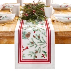 Winter Holiday Berry Fabric Table Runner - Mulitcolor - 13x70 - Elrene Home Fashions