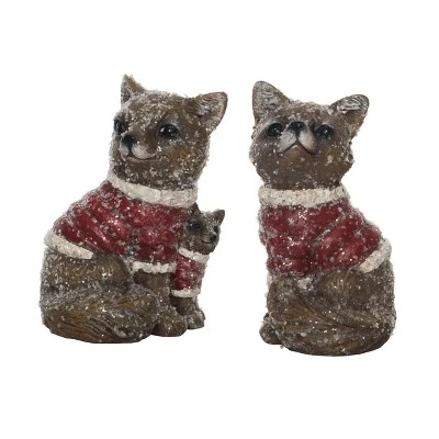 Transpac Bundled Up Woodland Fox Figurine Set Of 2 Christmas Home Decorations Resin Decorative Objects 1 Transpac Bundled Up Woodland Fox Figurine Set Of 2 Christmas Home Decorations Resin Decorative Objects