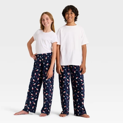 Kids' Santa Print Microfleece Holiday Matching Family Pajama Pants - Wondershop™ Blue 3 Kids' Santa Print Microfleece Holiday Matching Family Pajama Pants - Wondershop™ Blue - Image 3