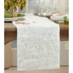 72"x15" Faux Fur Table Runner White - Saro Lifestyle -Northlight Shop GUEST 8dc8a352 2441 44b0 a669 052449748d4a