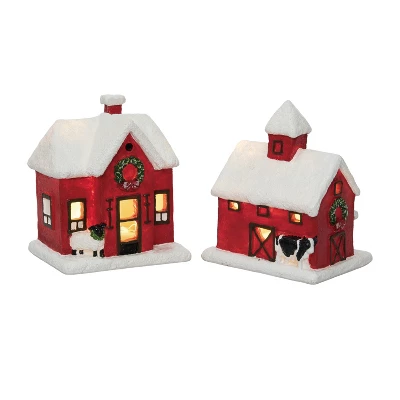 Transpac Light Up Barn And Church Set Of 2 Decorative Sculptures For Christmas Tabletop Decor Multicolor Battery Operated 1 Transpac Light Up Barn And Church Set Of 2 Decorative Sculptures For Christmas Tabletop Decor Multicolor Battery Operated