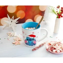 Silver Buffalo Disney Lilo & Stitch Santa Hat Jumbo Curved Ceramic Latte Mug | Holds 25 Ounces -Northlight Shop GUEST 974d0da5 4d7b 4226 9c9e 46df74332c80