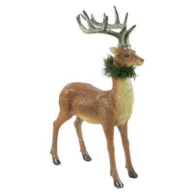 Northlight Standing Glittered Reindeer With Pine Neck Wreath Christmas Decoration - 15.5" 3 Northlight Standing Glittered Reindeer With Pine Neck Wreath Christmas Decoration - 15.5" - Image 3
