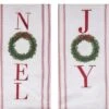 Transpac Fabric Embroidered Wreath Tea Towel Set Of 2 Christmas Kitchen Textiles Cotton Home Decorations