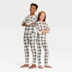 Kids' Plaid Ribbed Long Sleeve Shirt And Pants Holiday Matching Family Pajama Set - Wondershop™ Cream -Northlight Shop GUEST 9c03cf33 a07b 4cc8 93d1 0774ce210ed8