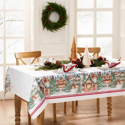 Elrene Storybook Christmas Village Holiday Tablecloth - Elrene Home Fashions 4 Elrene Storybook Christmas Village Holiday Tablecloth - Elrene Home Fashions - Image 4