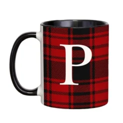 Personalization Mall Christmas Red Plaid Initial Coffee Mug -Northlight Shop GUEST a00ec7b2 772a 410e a3d2 e095585f4b05