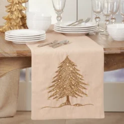 Saro Lifestyle Beaded Table Runner With Christmas Tree Design -Northlight Shop GUEST a19eca11 f2f8 4579 88a4 8654257edf4f