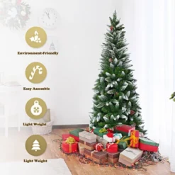 Costway 6ft Snow Flocked Unlit Pencil Christmas Tree Hinged Pine Cones 13 Costway 6ft Snow Flocked Unlit Pencil Christmas Tree Hinged Pine Cones -Northlight Shop GUEST a3df003e 4415 4313 ac22 a96dce234fb9