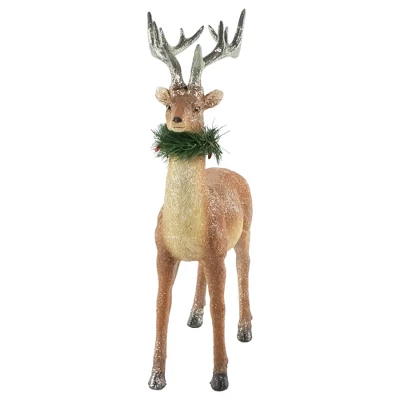 Northlight Standing Glittered Reindeer With Pine Neck Wreath Christmas Decoration - 15.5" 2 Northlight Standing Glittered Reindeer With Pine Neck Wreath Christmas Decoration - 15.5" - Image 2