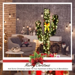 Costway 5Ft Pre-Lit Cactus Christmas Tree LED Lights Ball Ornaments -Northlight Shop GUEST ac101779 d3c4 44c9 b72e b1fe7e924b75