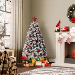 4.5/6/7.5/9/12FT Pre-Lit Artificial Christmas Tree With LEDs, PVC Branch Tips & Metal Stand - Easy Assembly Xmas Tree For Home Office Decor -Northlight Shop GUEST ac441134 2a56 4129 a504 0525842cd201