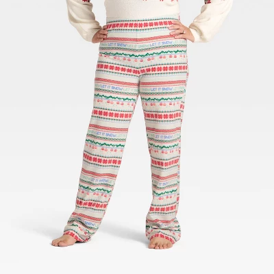 Women's "Let It Snow" Fair Isle Microfleece Holiday Matching Family Pajama Pants - Wondershop™ Cream 4 Women's "Let It Snow" Fair Isle Microfleece Holiday Matching Family Pajama Pants - Wondershop™ Cream - Image 4
