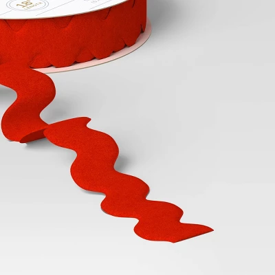 18' Christmas Fabric Ribbon Red Ric Rac - Wondershop™ 2 18' Christmas Fabric Ribbon Red Ric Rac - Wondershop™ - Image 2