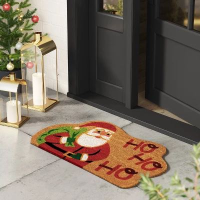 1'6"x2'6" Christmas Santa 'Ho Ho Ho' Coir Doormat Red - Wondershop™: Outdoor Novelty Rug, Medium Pile, Latex Backing 1 1'6"x2'6" Christmas Santa 'Ho Ho Ho' Coir Doormat Red - Wondershop™: Outdoor Novelty Rug, Medium Pile, Latex Backing