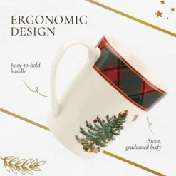 Spode Christmas Tree Tartan Mug - 14 Ounce Festive Holiday Coffee Cup - Porcelain, Tartan Design, Dishwasher & Microwave Safe Holiday Drinkware -Northlight Shop GUEST b34dfeb8 c862 4636 8e7f 47f53467df8f