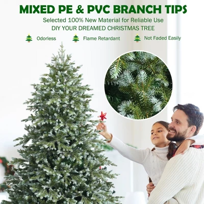 Costway 7ft Artificial Christmas Spruce Hinged Tree W/ 1260 Mixed PE & PVC Tips 6 Costway 7ft Artificial Christmas Spruce Hinged Tree W/ 1260 Mixed PE & PVC Tips - Image 6