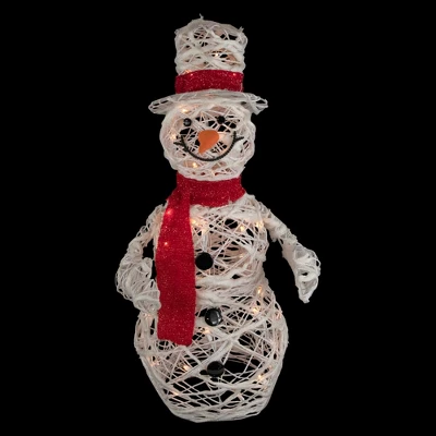 Northlight Lighted Glittered Rattan Snowman Outdoor Christmas Decoration - 28" - Clear Lights 2 Northlight Lighted Glittered Rattan Snowman Outdoor Christmas Decoration - 28" - Clear Lights - Image 2