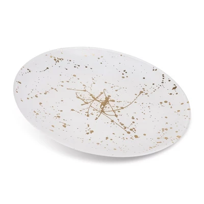 Classic Touch Set Of 4 Opaque White Chargers With Splashy Gold Design 1 Classic Touch Set Of 4 Opaque White Chargers With Splashy Gold Design