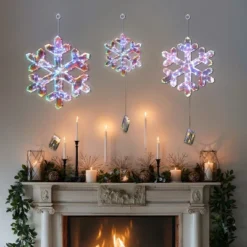 LuxenHome 3-Piece Snowflake Holiday Decoration Set With Battery-Operated Lights Clear -Northlight Shop GUEST c0c9d00b 6a37 46a8 be52 9b3cf14900d0