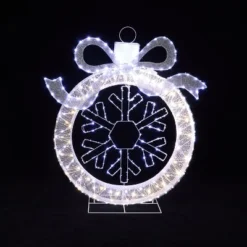 LuxenHome 3Ft Lighted Ornament & Snowflake Wreath, Silver & White Outdoor Christmas Decoration -Northlight Shop GUEST c37ed237 fb5d 44da 9306 9c2405180ccc