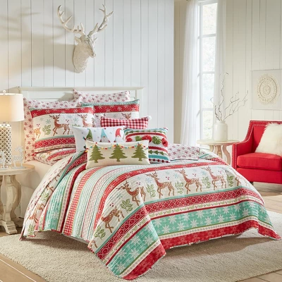 Let It Snow Holiday Euro Sham Set Of 2 Red - Levtex Home 2 Let It Snow Holiday Euro Sham Set Of 2 Red - Levtex Home - Image 2