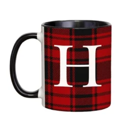 Personalization Mall Christmas Red Plaid Initial Coffee Mug -Northlight Shop GUEST c4f7f158 0ba4 41a7 9a44 8fc4508a1bc9