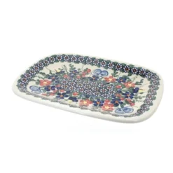 Blue Rose Polish Pottery 119 Vena Small Rectangular Serving Platter -Northlight Shop GUEST cc276187 0d7d 4235 aa23 a1140b158bd6