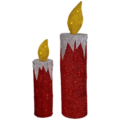 Northlight LED Lighted Candles Outdoor Christmas Decorations - 22.75" - Red - Set Of 2 2 Northlight LED Lighted Candles Outdoor Christmas Decorations - 22.75" - Red - Set Of 2 - Image 2